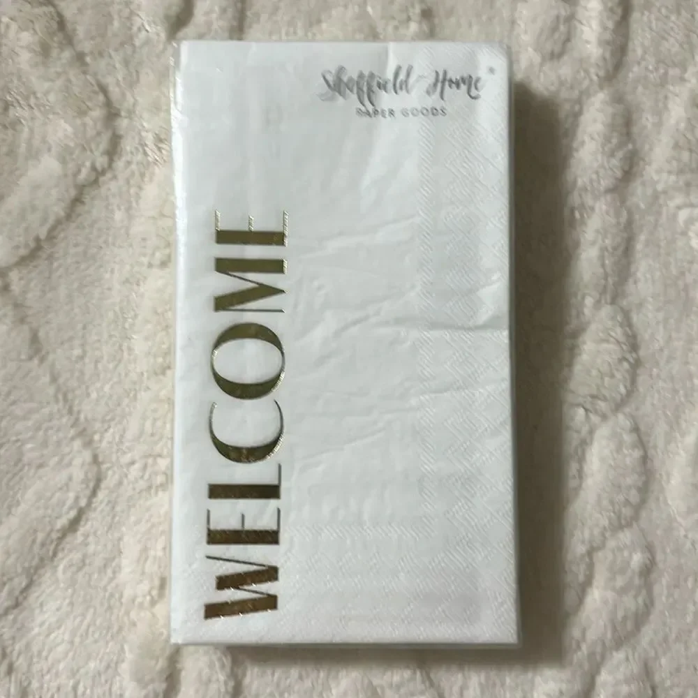 Sheffield Home WELCOME White Gold Guest Paper Towel Napkins 32 Count